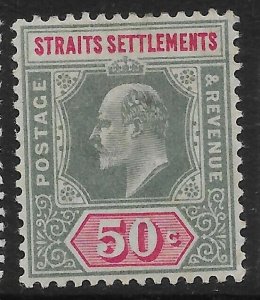 MALAYA STRAITS SETTLEMENTS SG118 1902 50c DEEP GREEN & CARMINE MTD MINT