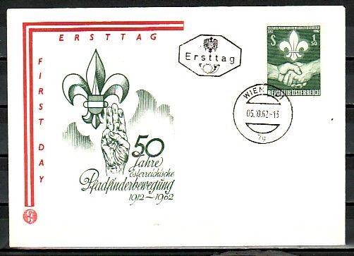 Austria, Scott cat. 684. 50th Anniversary of Scouting issue. First day cover.