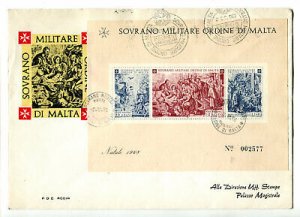 SMOM Souvenir sheet Natale 1968 su FDC