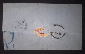 1878 Malta Cover to Milan Italy A25 Cancel SG Z38 Pasque Apap L Figli