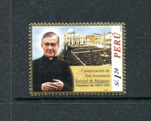 Peru 1356, MNH, Canonization of St Jose Maria Escriva de Balaguer 2003. x29717