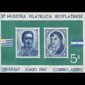 URUGUAY 1967 - Scott# C319 S/S Stamp Show NH back toned