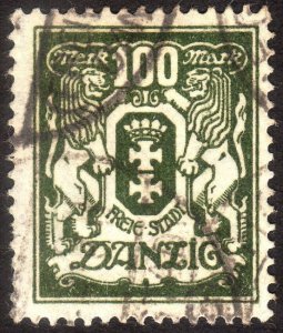 1923, Danzig, 100Mk, Used, Sc 114, Mi 141