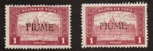 Fiume 16 Mint hinged (Font differances)