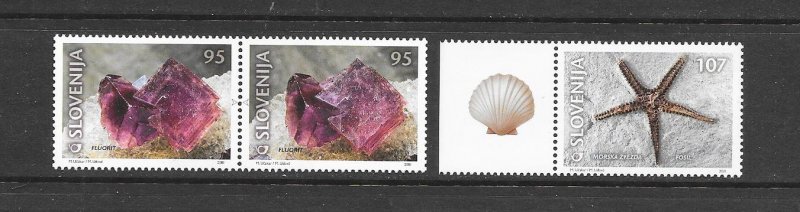 SLOVENIA #453-4 SHELLS & MINERALS  MNH