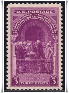 SC#854 3¢ Washington Inauguration (1939) MNH  