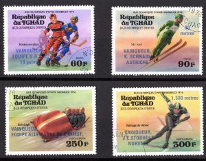 CHAD 1976 Sc#311/312/C178/C179 INNSBRUCK OLYMPICS WINNERS Set (4) CTO