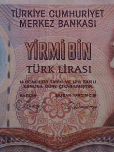TURKEY- 1970   BANK OF TURKEY- CIRCULATED CURRENCY-VF WE SHIP TO WORLD WIDE