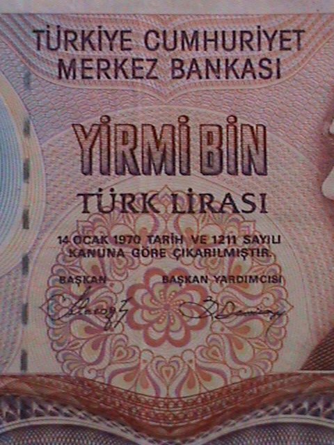 TURKEY- 1970   BANK OF TURKEY- CIRCULATED CURRENCY-VF WE SHIP TO WORLD WIDE