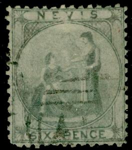 ST KITTS-NEVIS SG7a, 6d grey-lilac, FINE USED. Cat £225. BLUE PAPER.