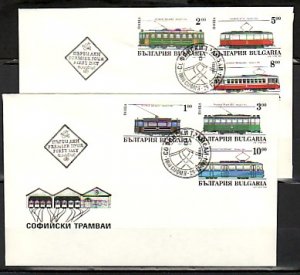 Bulgaria, Scott cat. 3852-3857. Trolleys and Trains issue. 2 First day Covers.