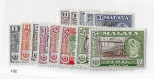 Malaya (Perak) Sc #127-137  set with all the different perfs OG VF