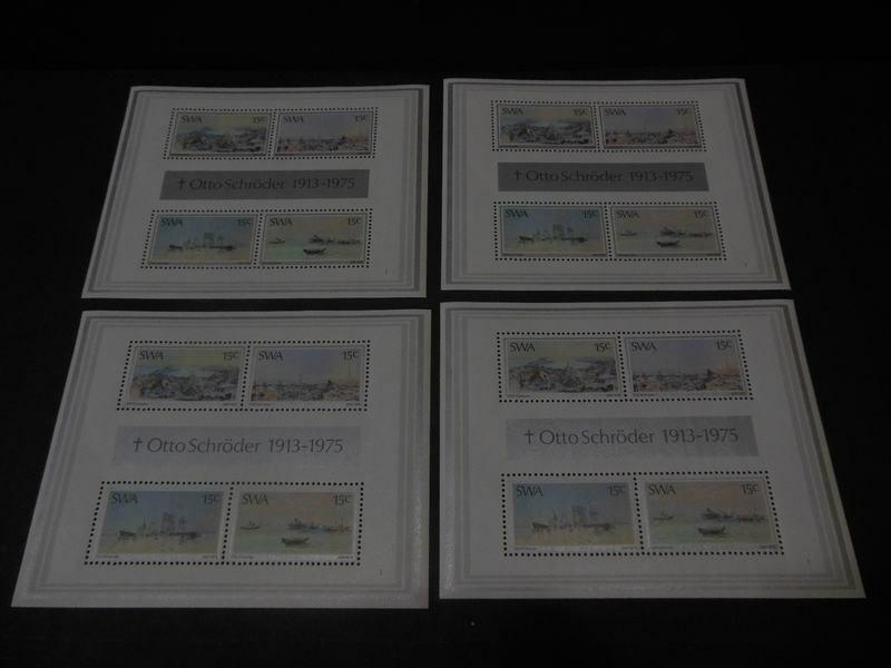 SOUTH WEST AFRICA : 1975. Scott #380-83, 383a Paintings. 10 sets + 10 S/S VF MNH