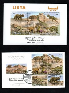 2013-Libya- Prehistoric Animals - FDC and Minisheet of 6 stamps MNH** 