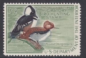 US Sc RW35 MLH. 1968 $3 Duck Hunting Permit Stamp