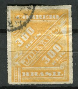 BRAZIL; 1889 classic Newspaper issue fine used 300r. value