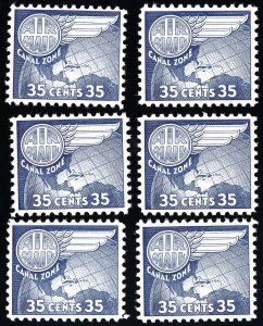 Canal Zone Stamps # C31 MNH VF Lot Of 6 Scott Value $54.00