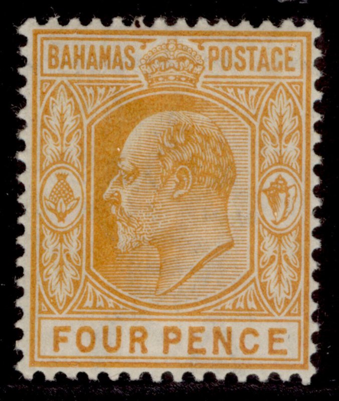 BAHAMAS EDVII SG64, 4d orange, M MINT. Cat £15.