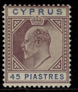 CYPRUS EDVII SG59, 45pi dull purple & ultramarine, M MINT. Cat £200.