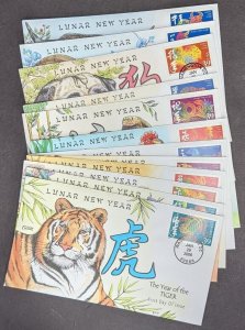 EDW1949SELL : USA 2006 Scott #3997 Cplt set Chinese NY Collins Hand Painted FDC