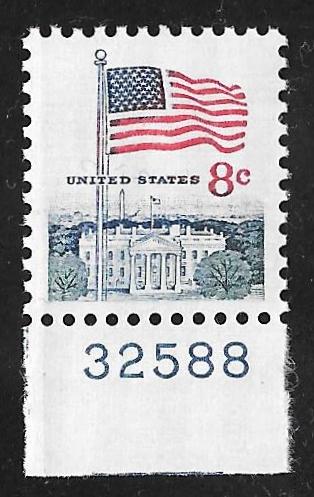 #1338F 8 cents Flag & White House Stamp mint OG NH EGRADED SUPERB 98 XXF