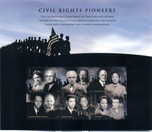 US: 2009 CIVIL RIGHTS PIONEERS; Complete Sheet Sc 4384; 42 Cents Values