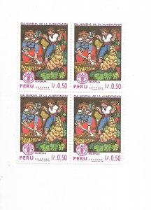 PERU 1987 WORLD ALIMENTATION DAY FOOD FAO UNITED NATIONS BLOCK OF FOUR