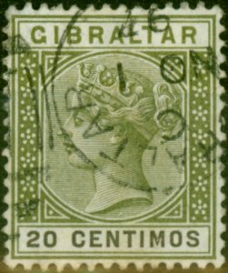 Gibraltar 1896 20c Olive-Green & Brown SG24 Fine Used
