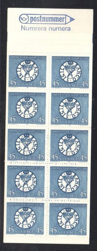 Sweden Sc 778a 1968 45 ore National Bank stamp booklet of 10  mint NH