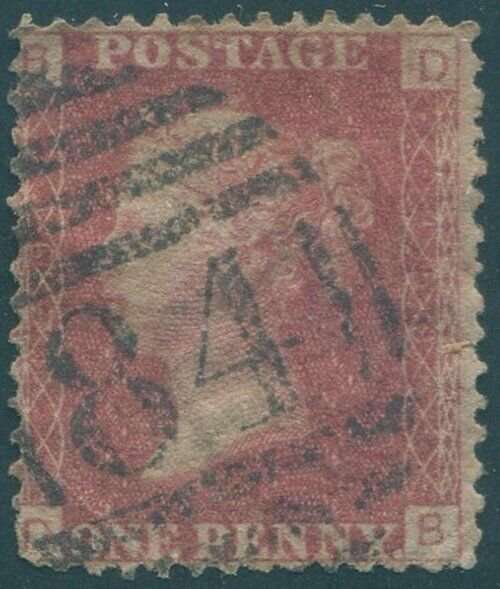 Great Britain 1854 SG36 1d rose-red QV BDDB plate 159 perf 16 FU (amd)