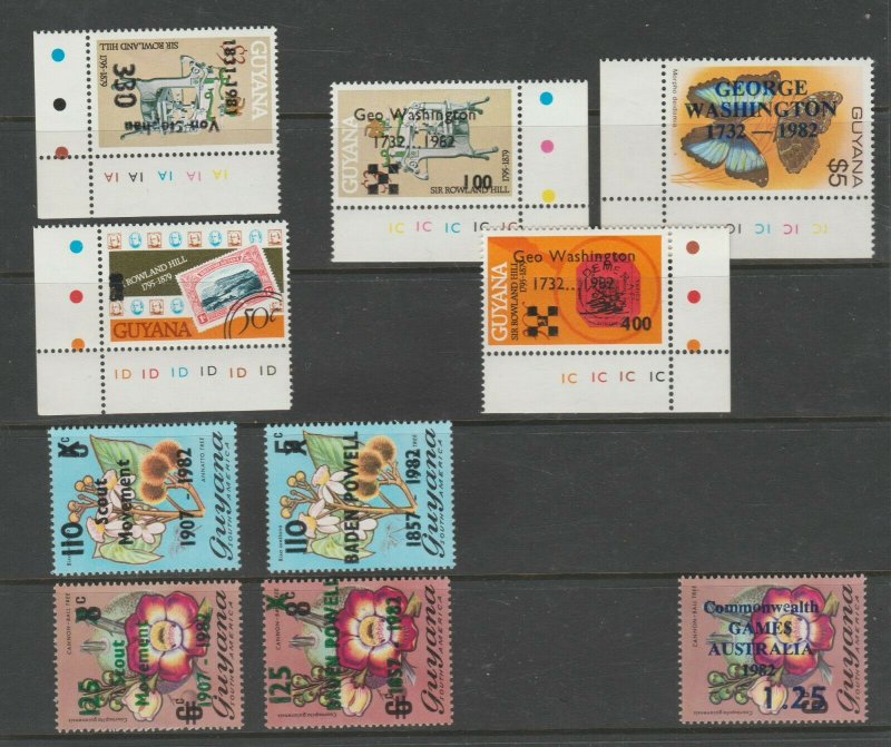 Guyana mnh Gum Provisional Postal 11-21-20 unlisted OP's? 4 scans = 23 stamps