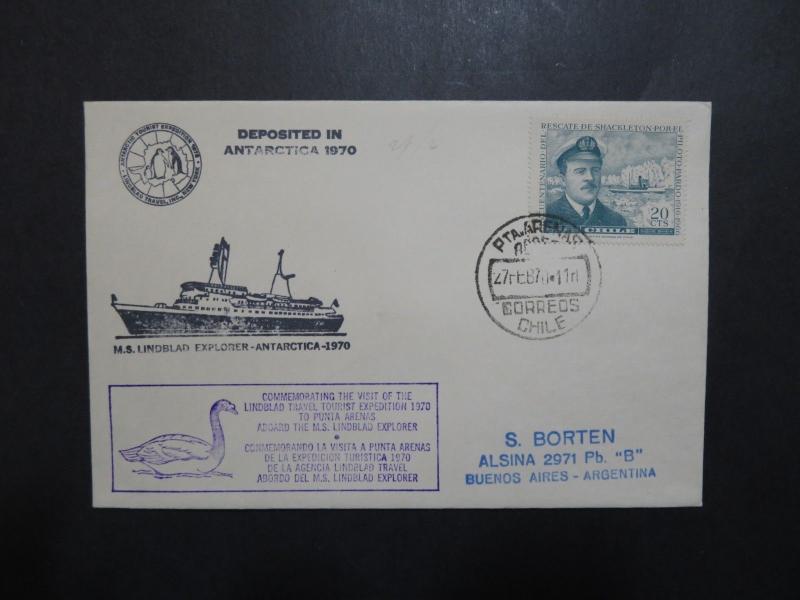 Chile 1970 Antarctica Linblad Passansger Ship Cover to Argentina - Z9014