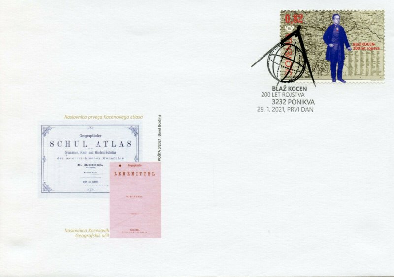 Slovenia People Stamps 2021 FDC Blasius Kozenn Cartography Maps 1v Set 