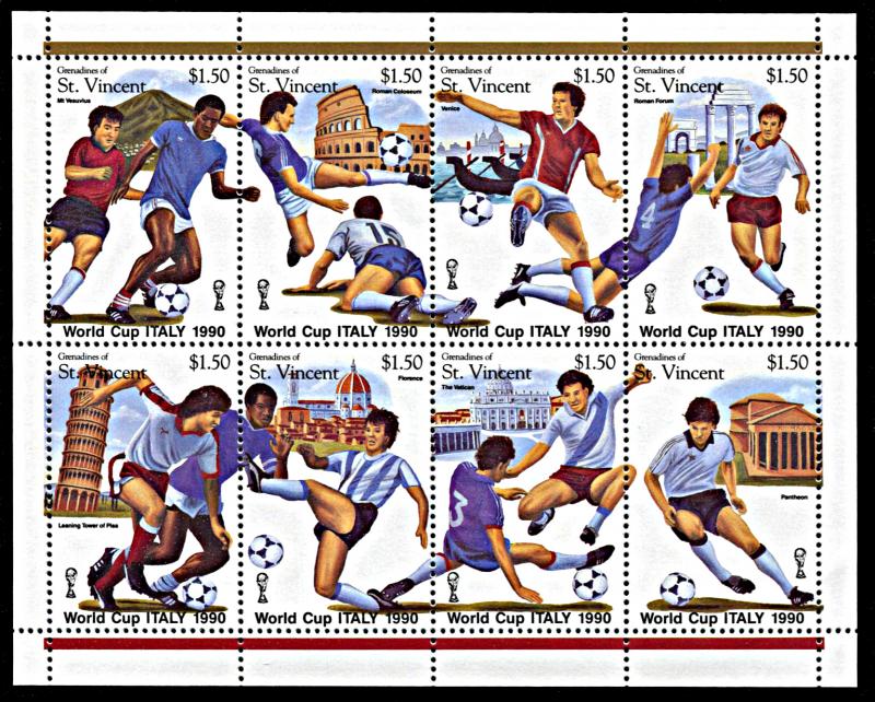 Saint Vincent Grenadines 643, MNH, World Cup Football Italy miniature sheet