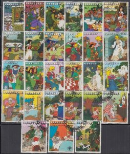 PARAGUAY # 1866etc DISNEY STAMPS for 3 DIFFERENT SETS of FAIRY TALES