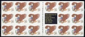 US Stamp #2595a MNH Brown Eagle Self Adhesive Pane of 17 w/ Plate #B2222 1
