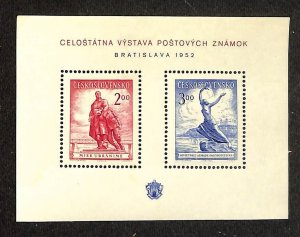 Czechoslovakia Postage Stamp, #556 Mint LH Sheet, 1952 Partisans World War 2