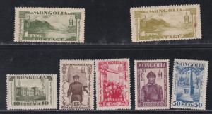 Mongolia # 65-68, 70, 72, People - Scenes, Hinged Faults, 20%