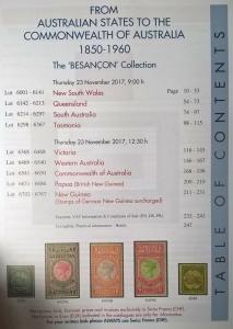 Auction cat.  AUSTRALIAN STATES to COMMONWEALTH OF AUSTRALIA 1850-1960 Besancon