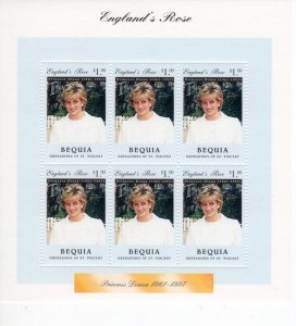 Bequia 1997 PRINCESS DIANA Sheet Perforated Mint (NH)