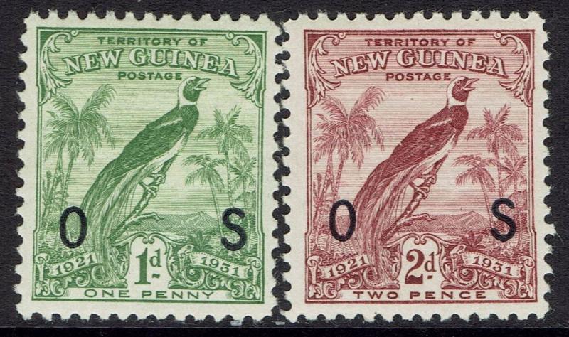 NEW GUINEA 1931 DATED BIRD OS 1D AND 2D 