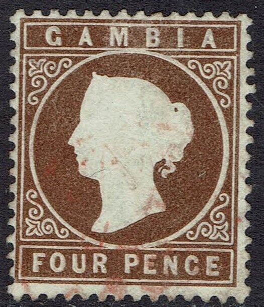 GAMBIA 1880 QV CAMEO 4D WMK CROWN CC UPRIGHT USED