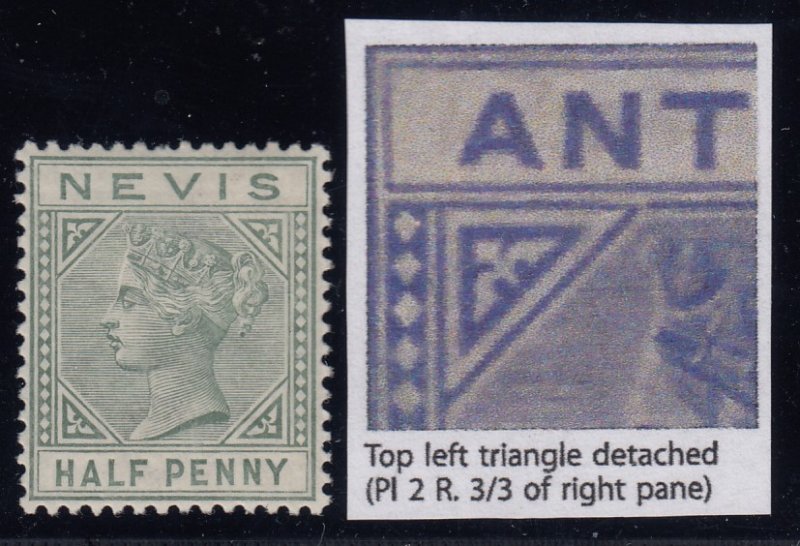 Nevis, SG 25a, MHR Top Left Triangle Detached variety