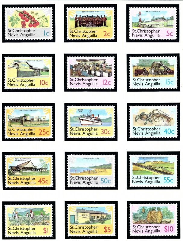 St Kitts-Nevis 355-69 MNH 1978 Definitive Set