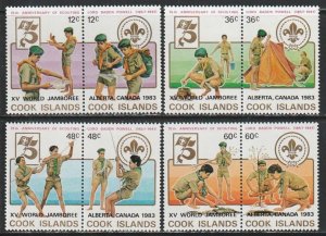 1983 Cook Islands - Sc 700-3 - MNH VF - 4 pairs - World Jamboree, Alberta