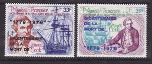 French Polynesia-Sc#C166-7- id9-unused NH airmail set-Capt. Cook-Ships-1979-