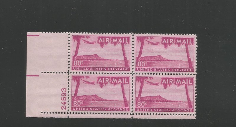 US SCOTT# C46, PLATE BLOCK OF 4, MH, OG