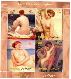 Somalia 2004 Lord Frederick Leighton Famous Nudes Paintings Sheetlet (4) MNH