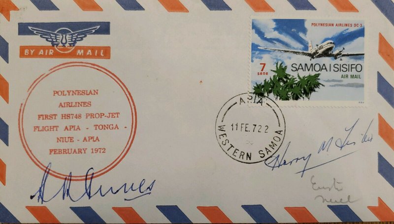 J) 1972 SAMOA, AIRPLANE, AIRMAIL, CIRCULATED COVER, FROM SAMOA XF