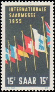 Saar #255, Complete Set, 1955, Flags, Never Hinged